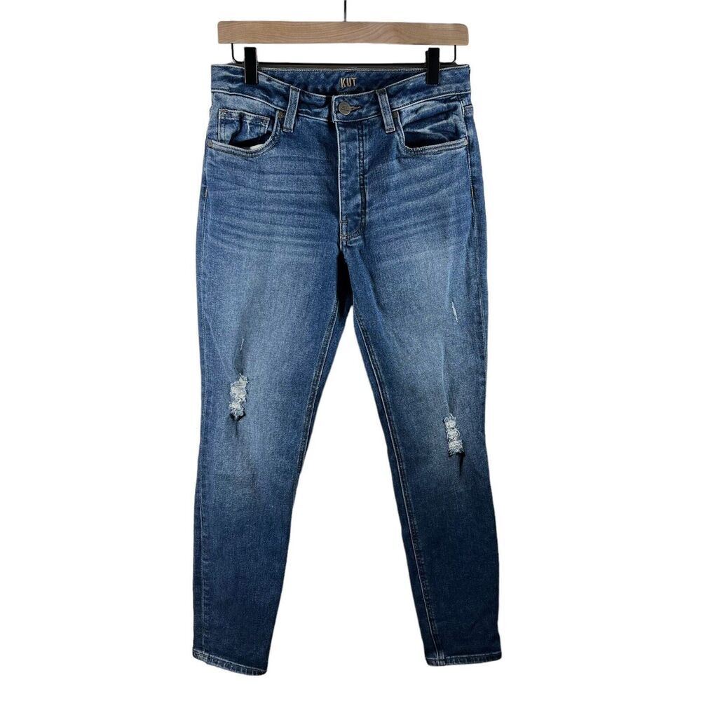 KUT from the Kloth Womens Jeans Slouchy Boyfriend Distressed Stretch Sz 2